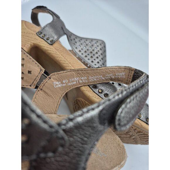 Dansko Teagan Laser Cut Leather Heeled Sandals Women's Size 40 Gray Metallic 384 - Picture 10 of 10